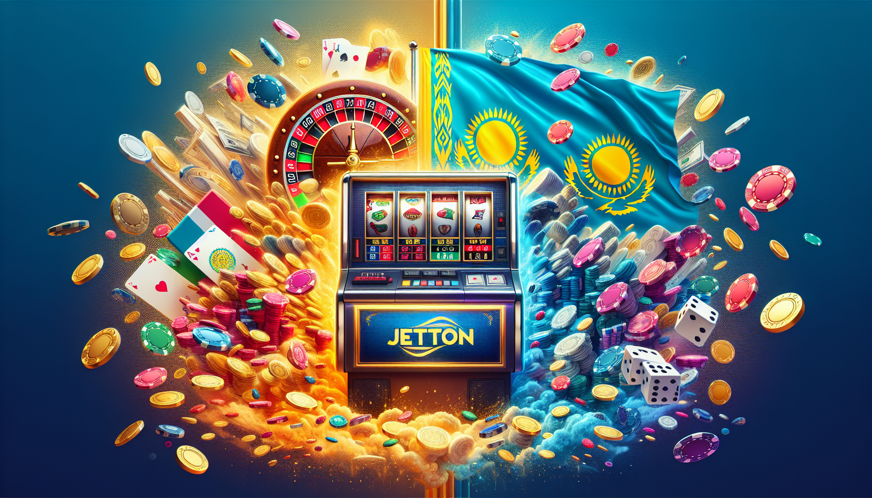 Логотип онлайн казино JetTon на синем фоне